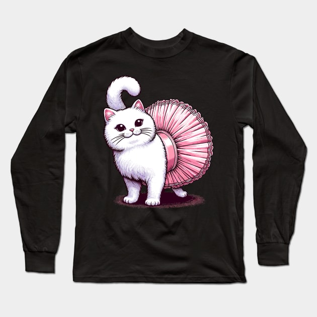 Cute Cat in Tutu Ballet Dancing Funny Ballet Long Sleeve T-Shirt by KsuAnn